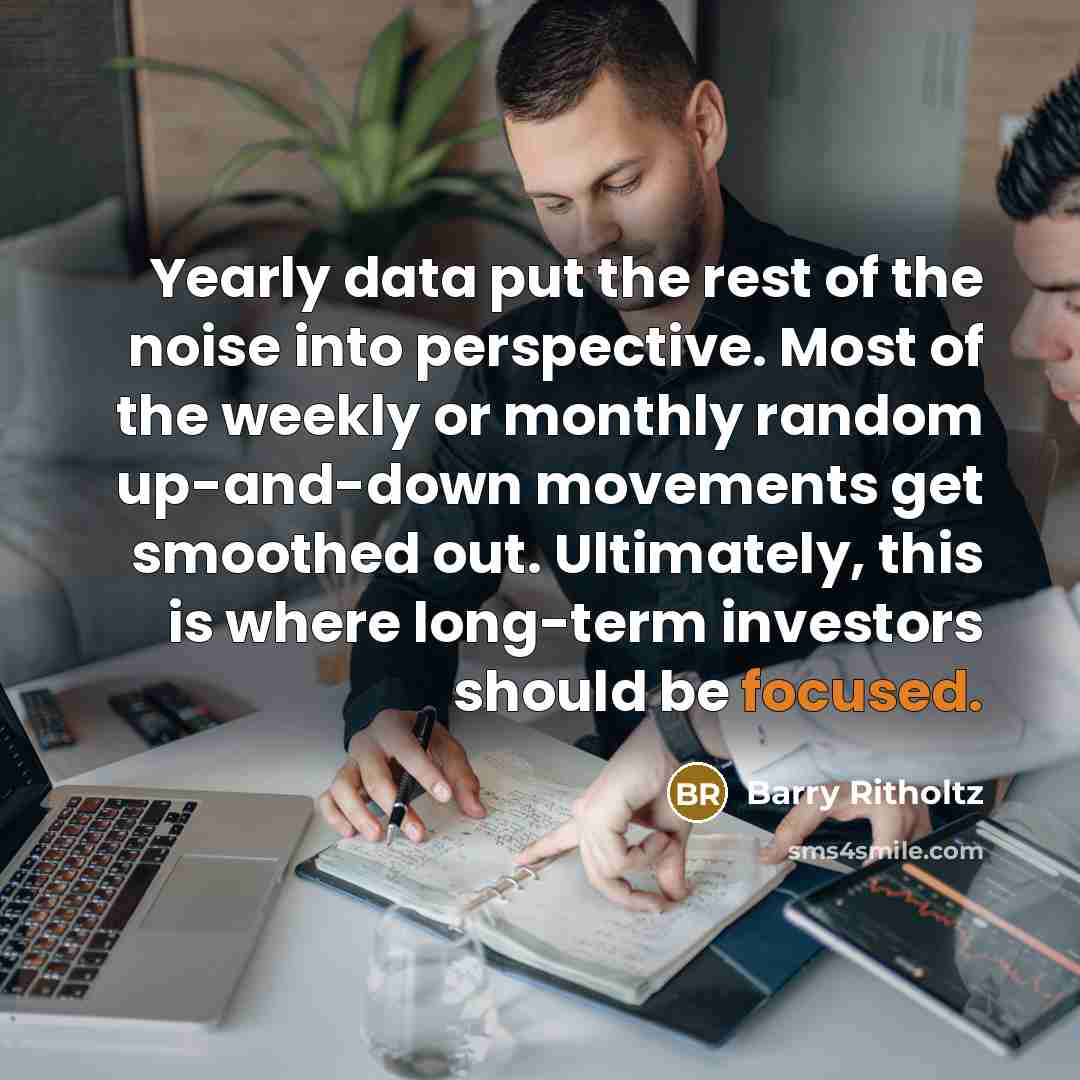 “Yearly data put the rest of the noise into perspective.…” quote by Barry Ritholtz
