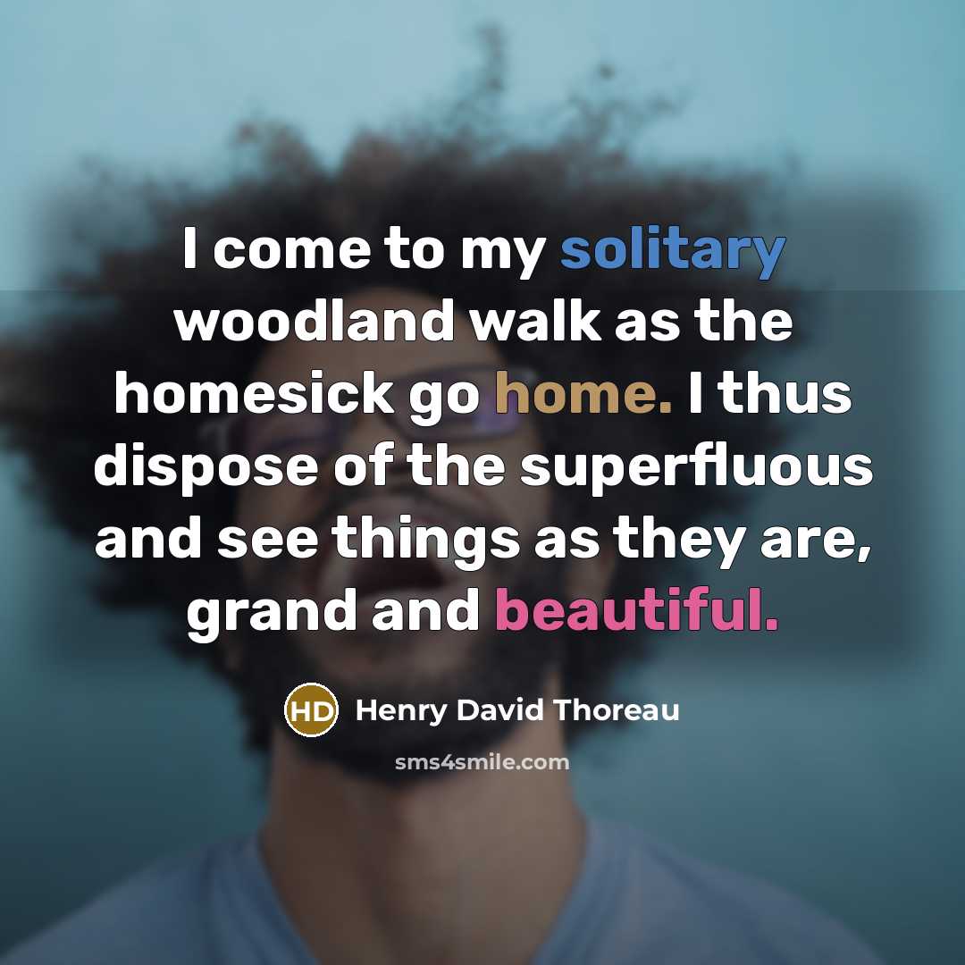 “I come to my solitary woodland walk as the homesick…” quote by Henry David Thoreau