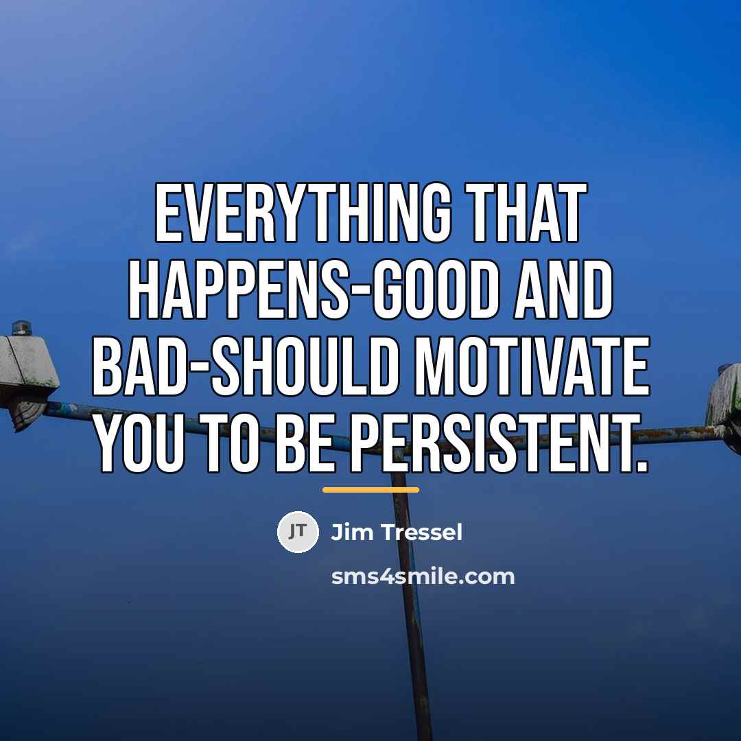 “Everything that happens-good and bad-should motivate you to be persistent.…” quote by Jim Tressel