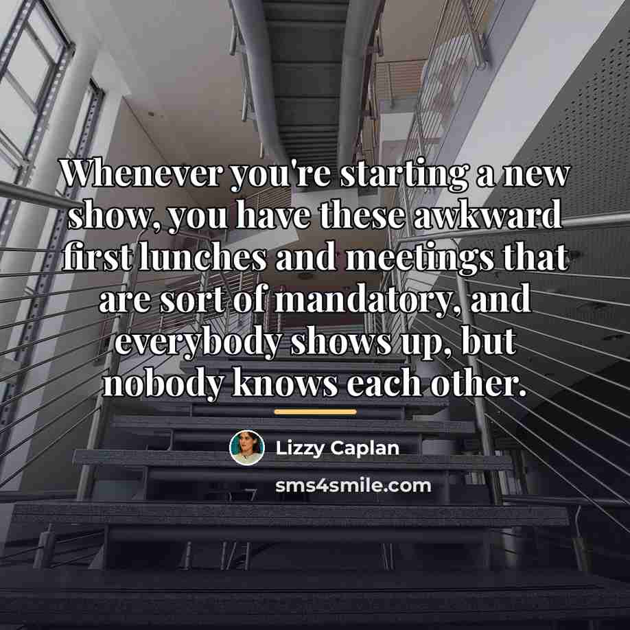 “Whenever you're starting a new show, you have these awkward…” quote by Lizzy Caplan