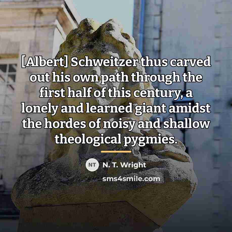 “[Albert] Schweitzer thus carved out his own path through the…” quote by N. T. Wright