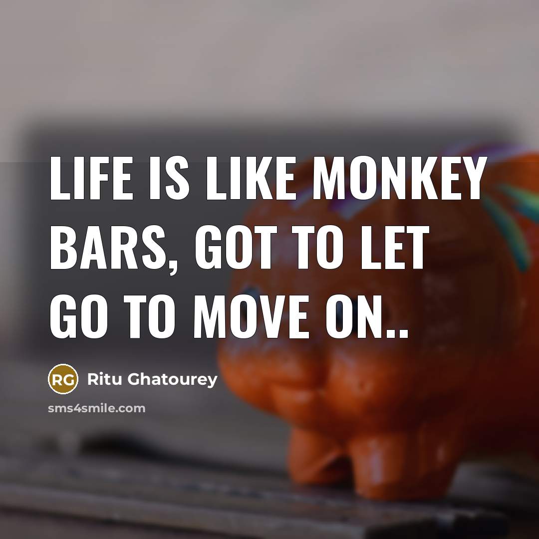 “Life is like monkey bars, got to let go to…” quote by Ritu Ghatourey