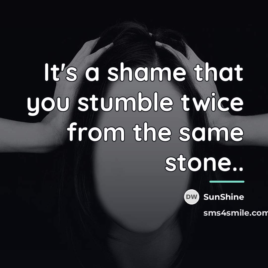 “It's a shame that you stumble twice from the same…” quote by SunShine