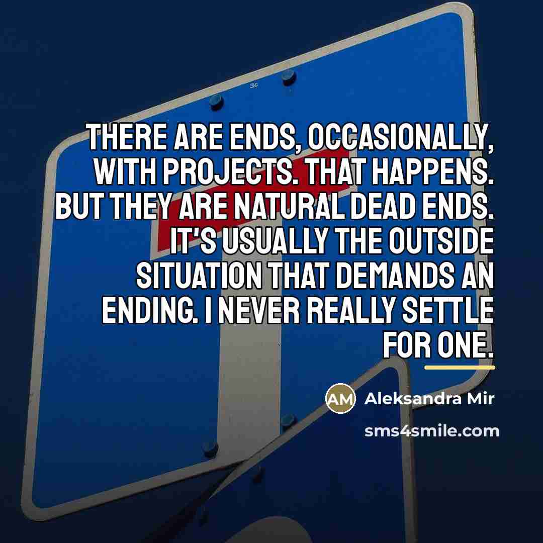 “There are ends, occasionally, with projects. That happens. But they…” quote by Aleksandra Mir