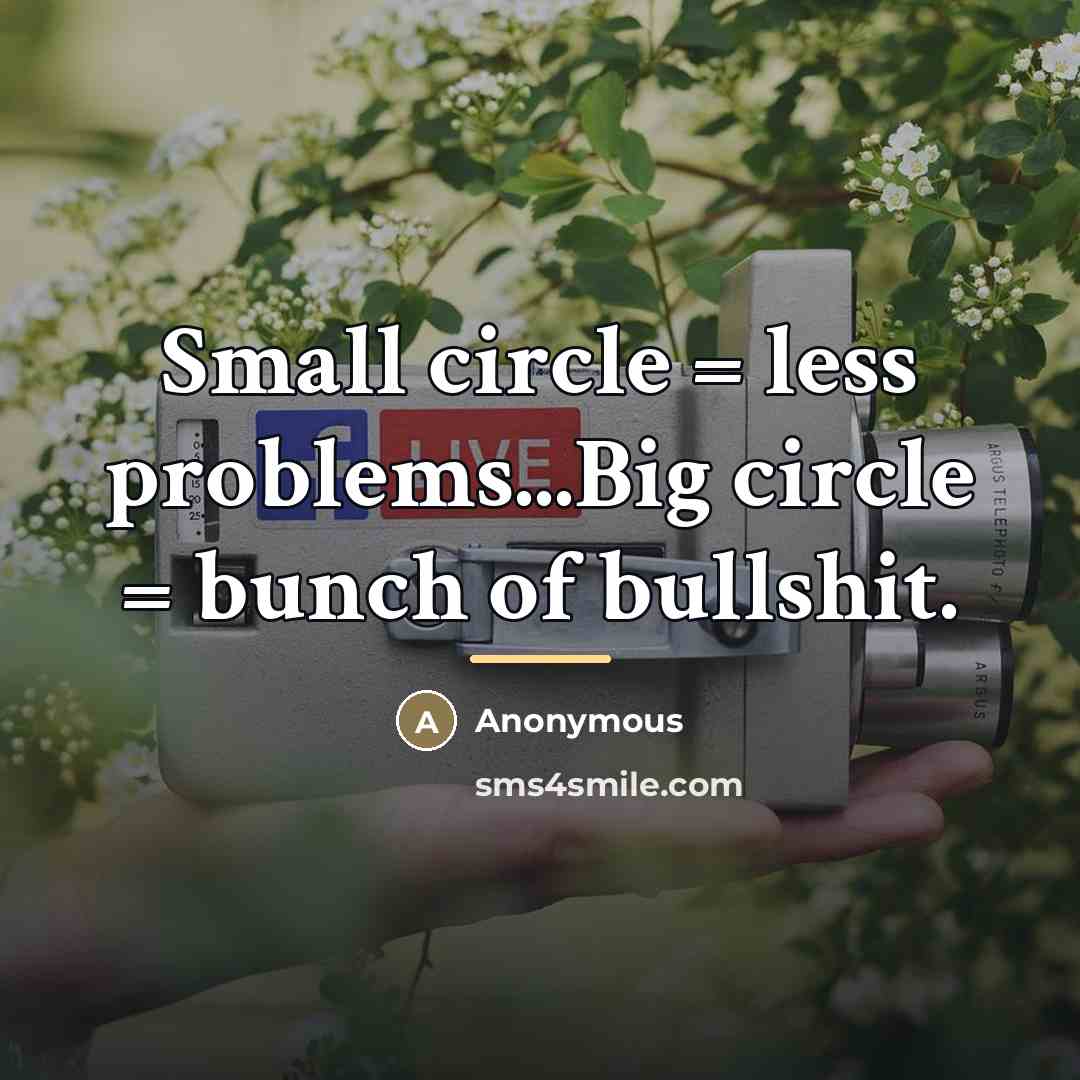 “Small circle = less problems...Big circle = bunch of bullshit.…” quote by Anonymous