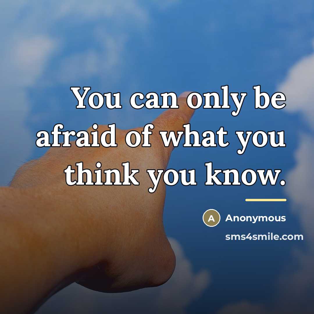 “You can only be afraid of what you think you…” quote by Anonymous
