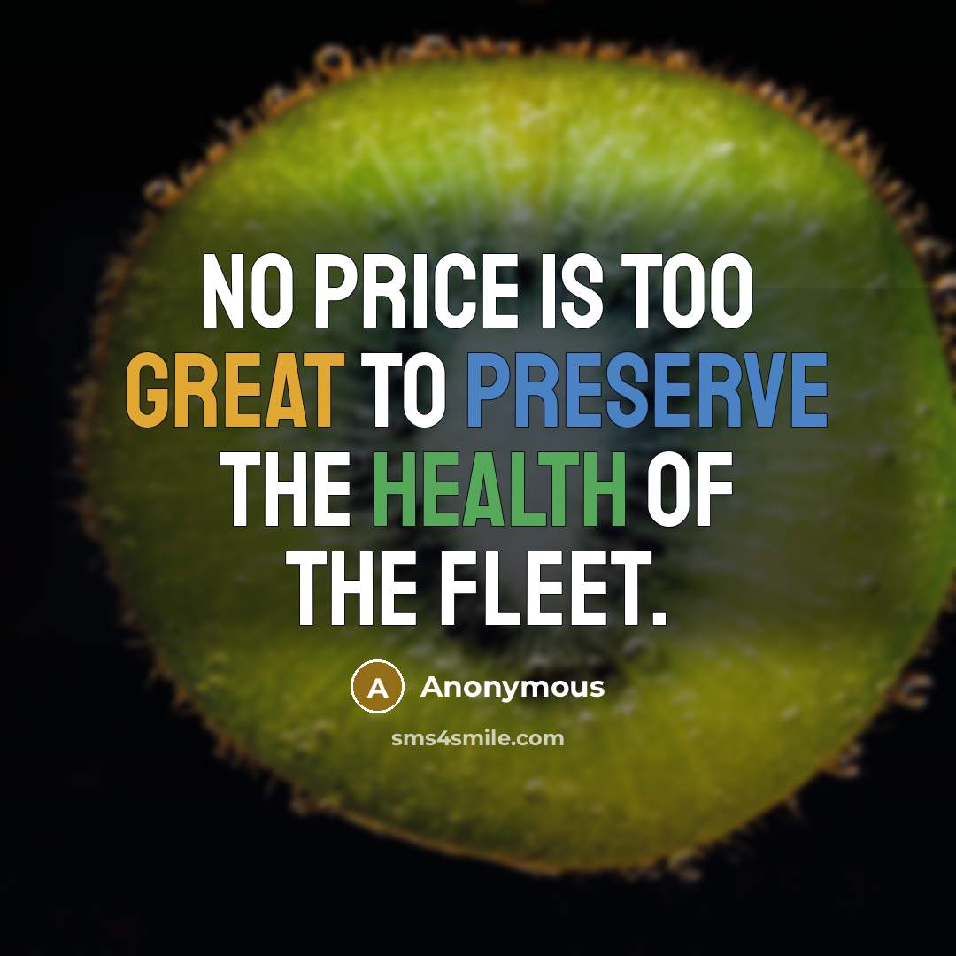 “No price is too great to preserve the health of the fleet.” quote by Anonymous