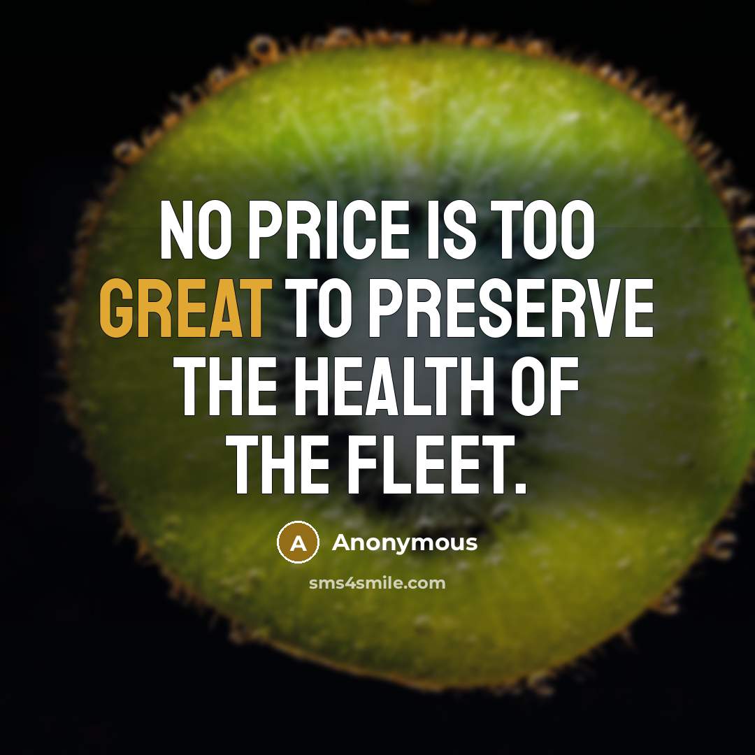 “No price is too great to preserve the health of the fleet.” quote by Anonymous