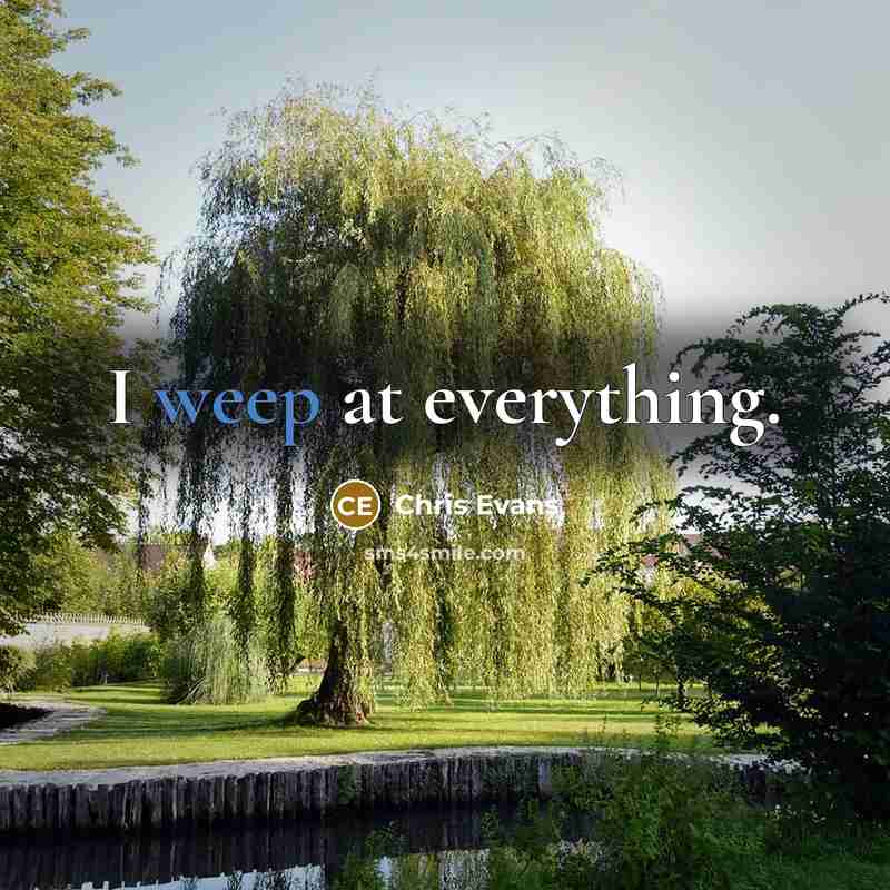 “I weep at everything.” quote by Chris Evans