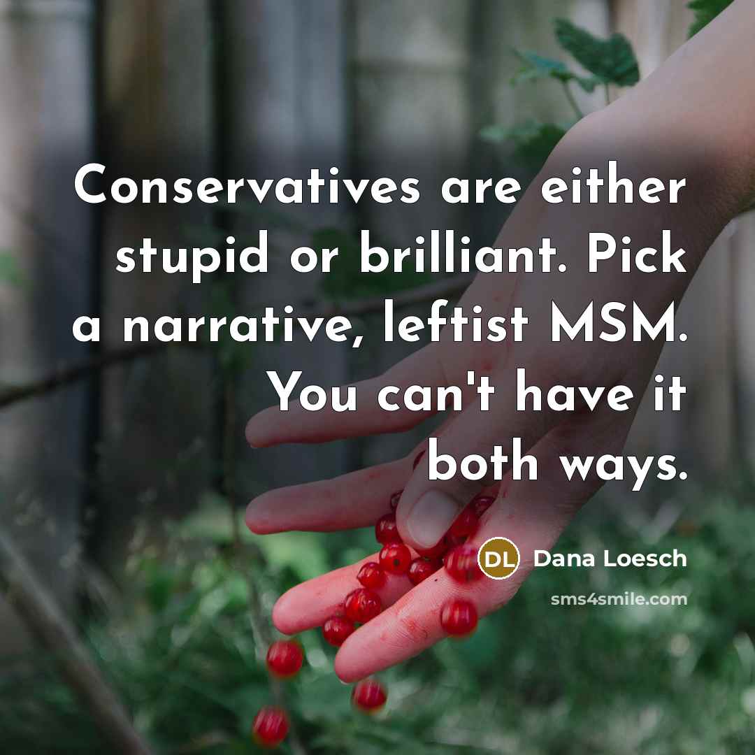 “Conservatives are either stupid or brilliant. Pick a narrative, leftist…” quote by Dana Loesch