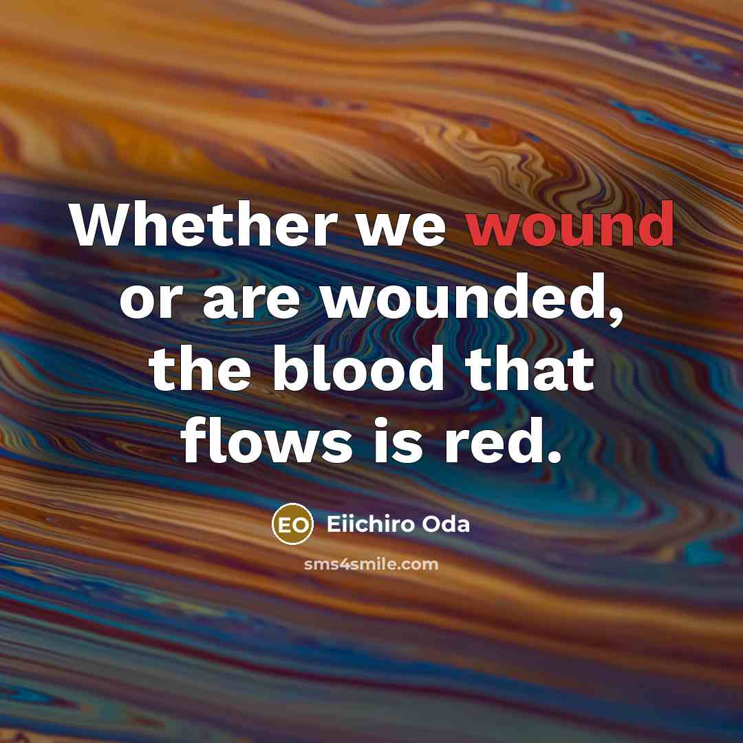 “Whether we wound or are wounded, the blood that flows…” quote by Eiichiro Oda