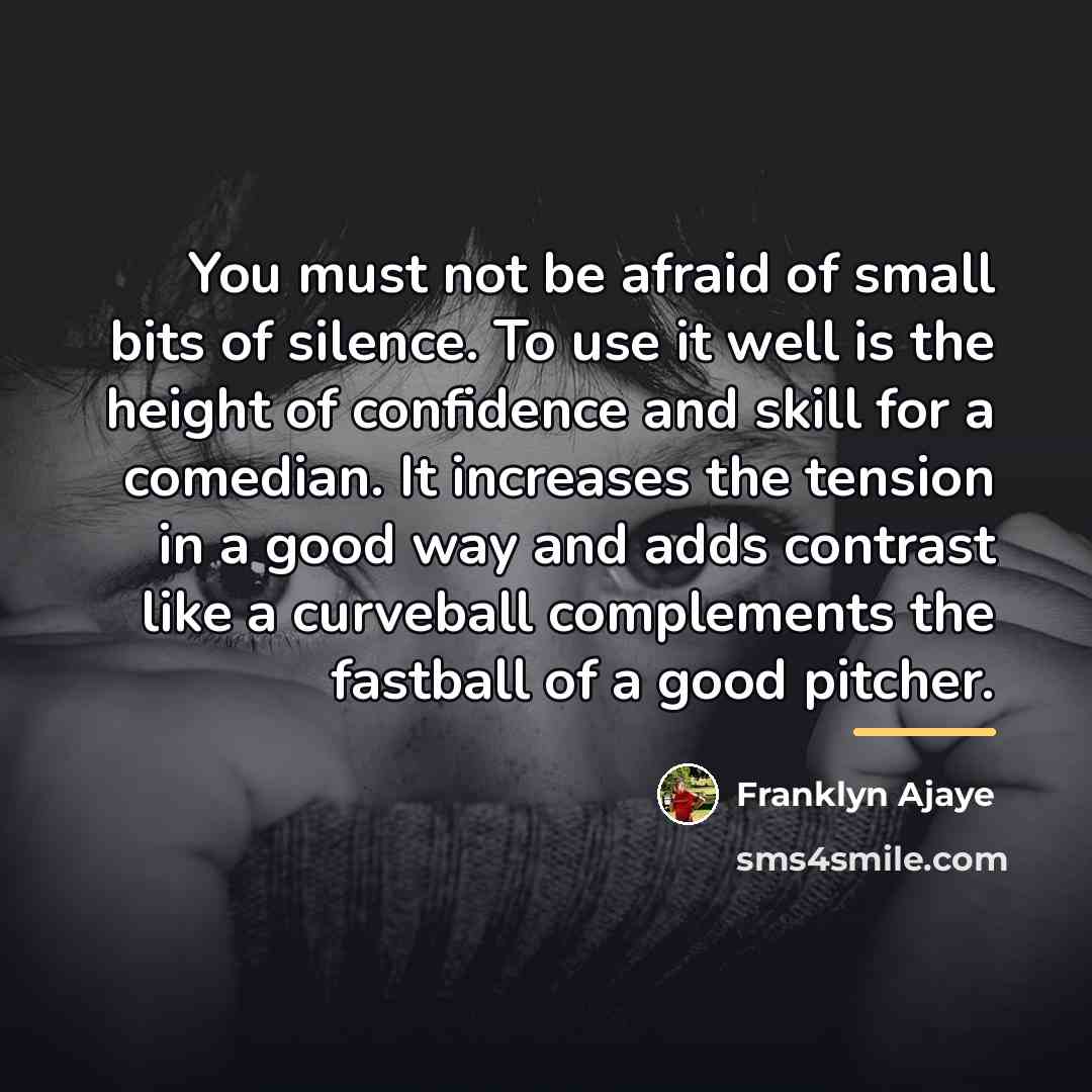 “You must not be afraid of small bits of silence.…” quote by Franklyn Ajaye