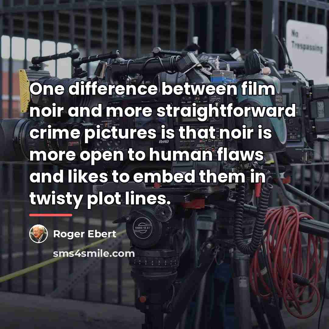 “One difference between film noir and more straightforward crime pictures…” quote by Roger Ebert