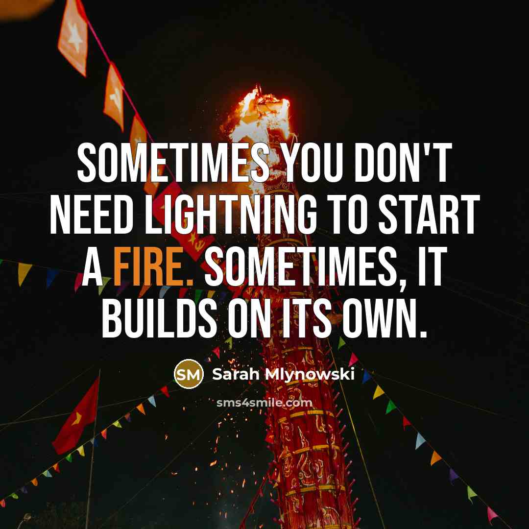 “Sometimes you don't need lightning to start a fire. Sometimes,…” quote by Sarah Mlynowski