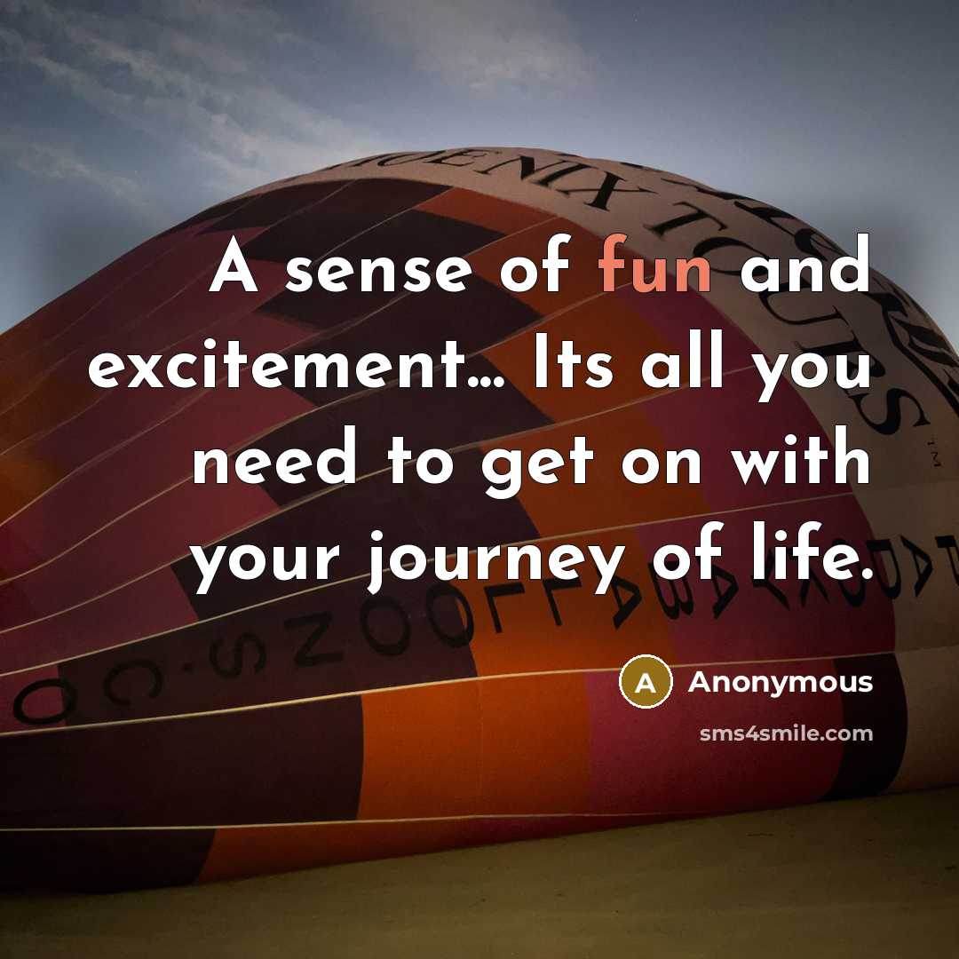 “A sense of fun and excitement... Its all you need to get on with your journey of life.” quote by Anonymous