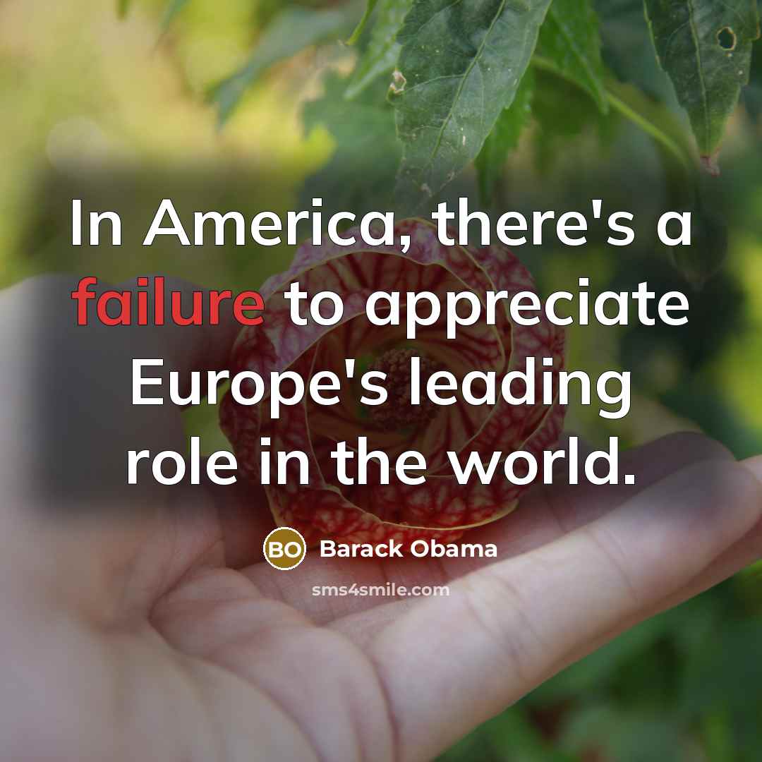“In America, there's a failure to appreciate Europe's leading role…” quote by Barack Obama
