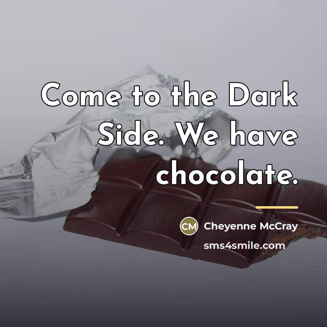 “Come to the Dark Side. We have chocolate.…” quote by Cheyenne McCray