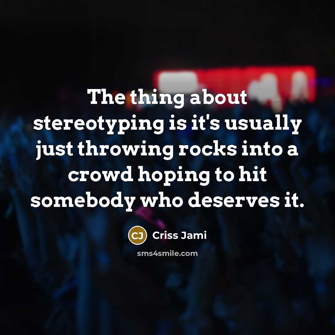 “The thing about stereotyping is it's usually just throwing rocks…” quote by Criss Jami