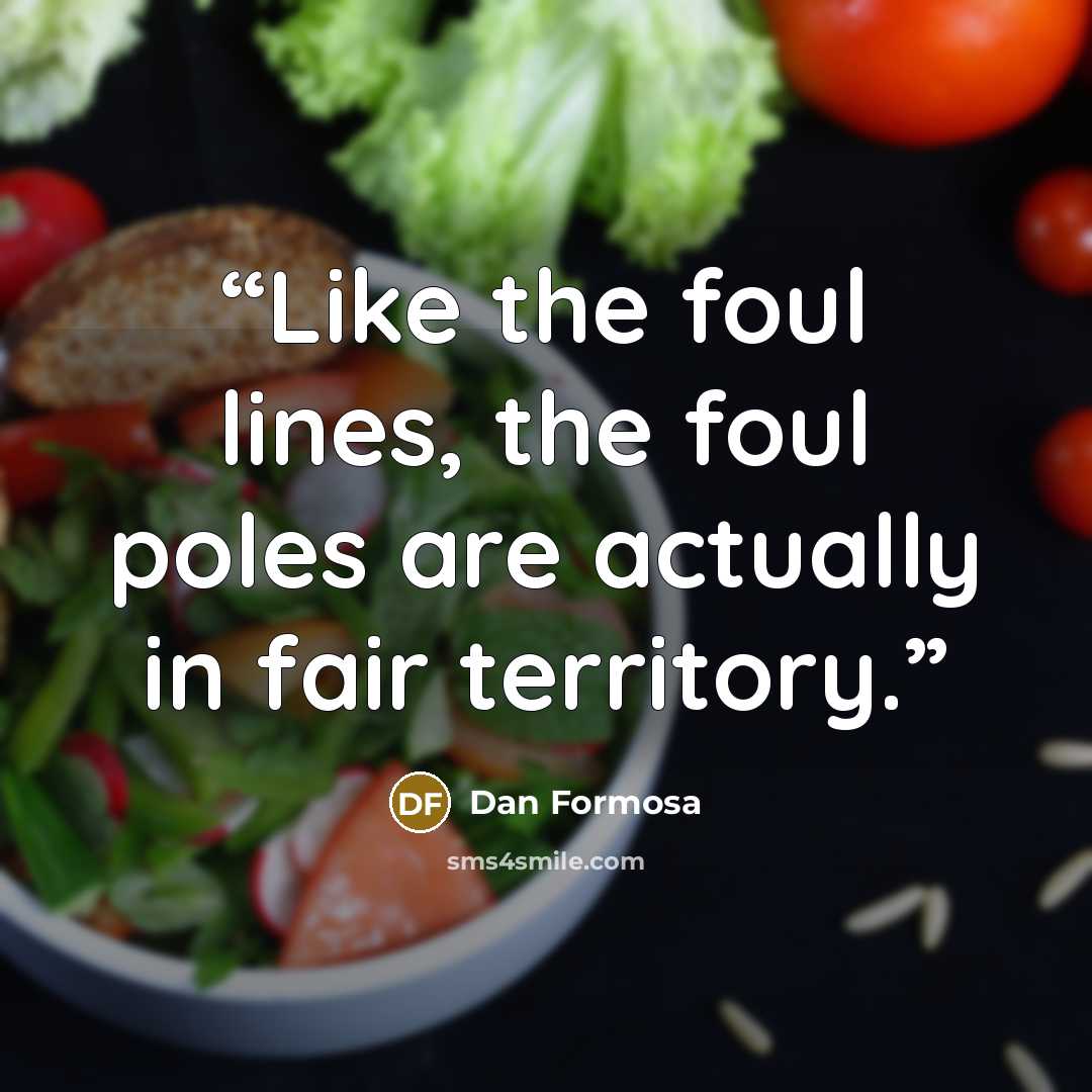 “Like the foul lines, the foul poles are actually in fair territory.” quote by Dan Formosa