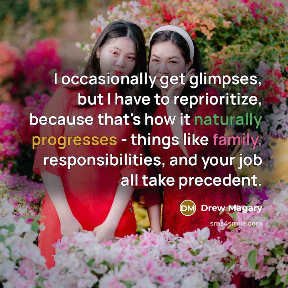 “I occasionally get glimpses, but I have to reprioritize, because…” quote by Drew Magary