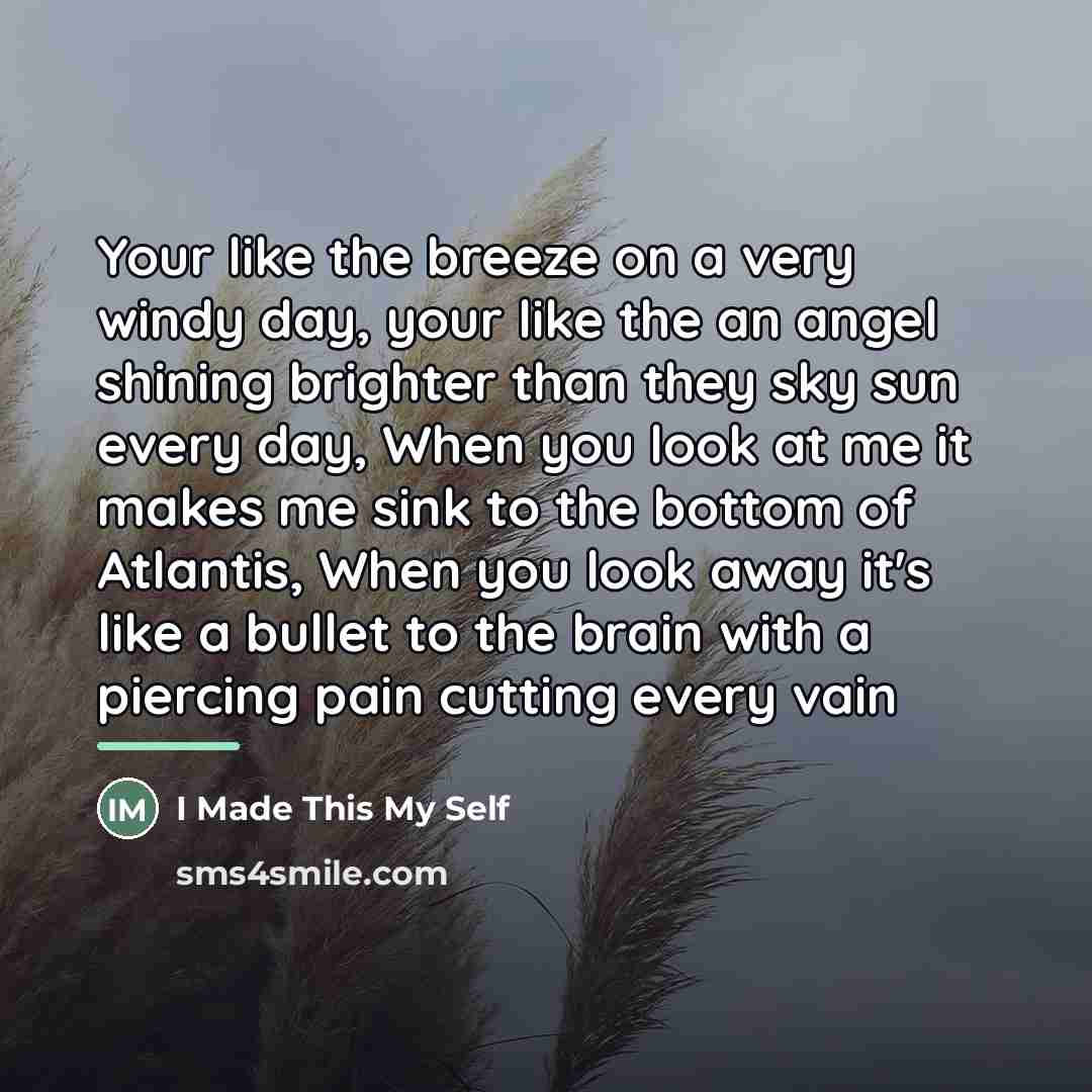 “Your like the breeze on a very windy day, your…” quote by I Made This My Self