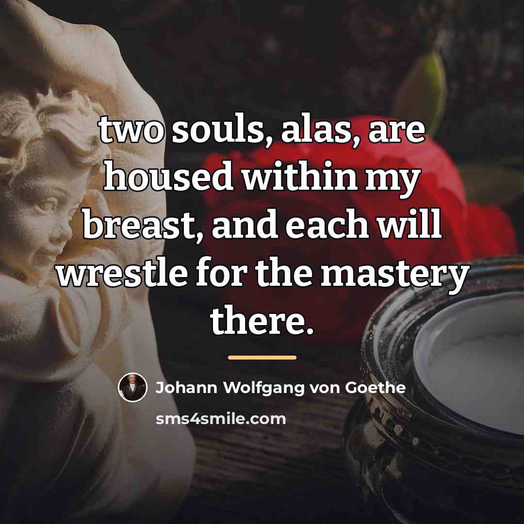 “two souls, alas, are housed within my breast, and each…” quote by Johann Wolfgang von Goethe