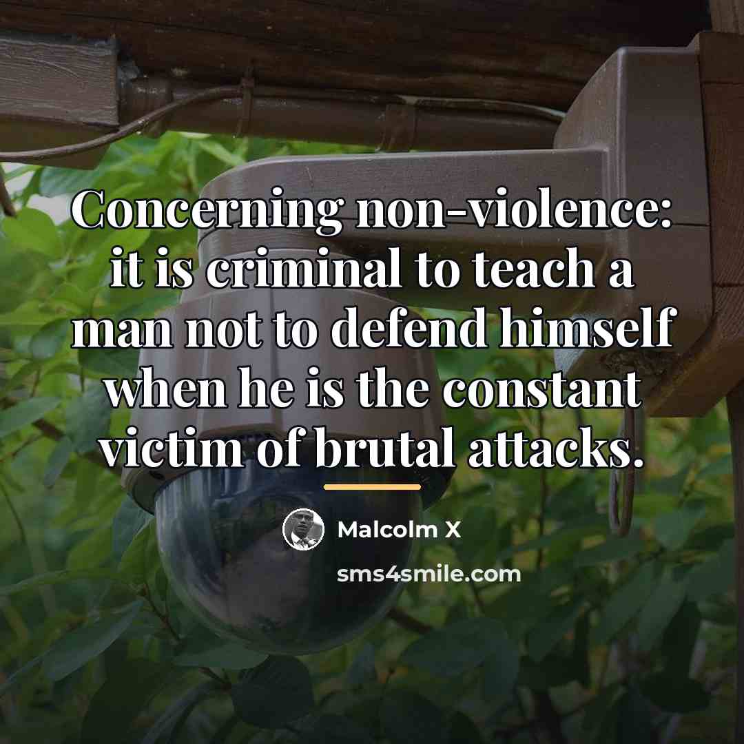 “Concerning non-violence: it is criminal to teach a man not…” quote by Malcolm X