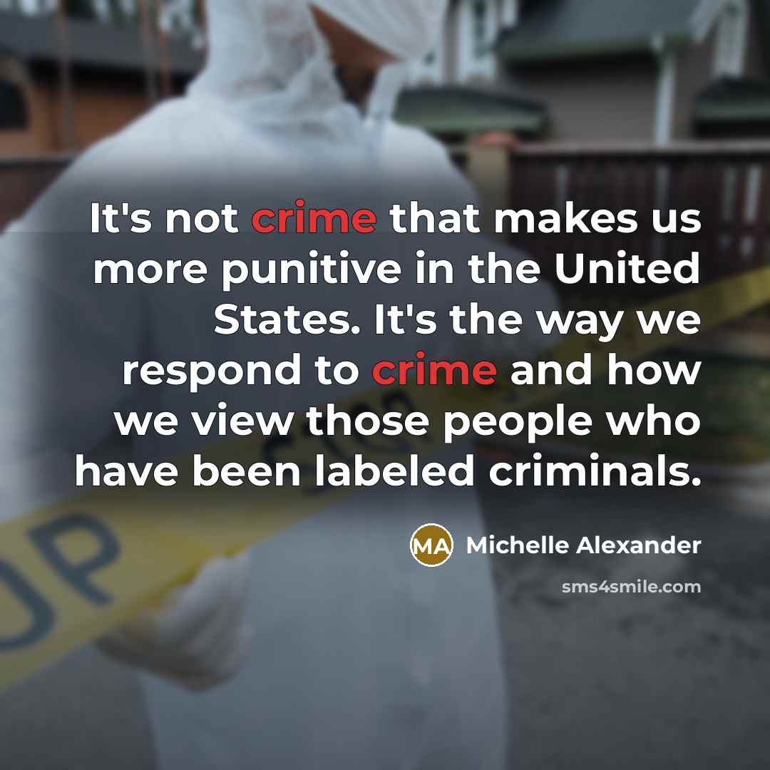 “It's not crime that makes us more punitive in the…” quote by Michelle Alexander