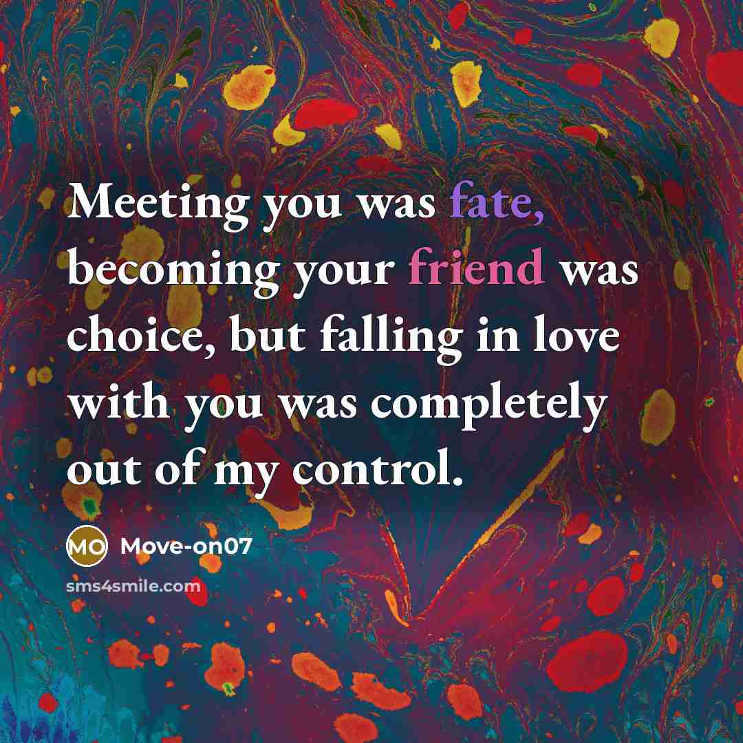 “Meeting you was fate, becoming your friend was choice, but…” quote by Move-on07