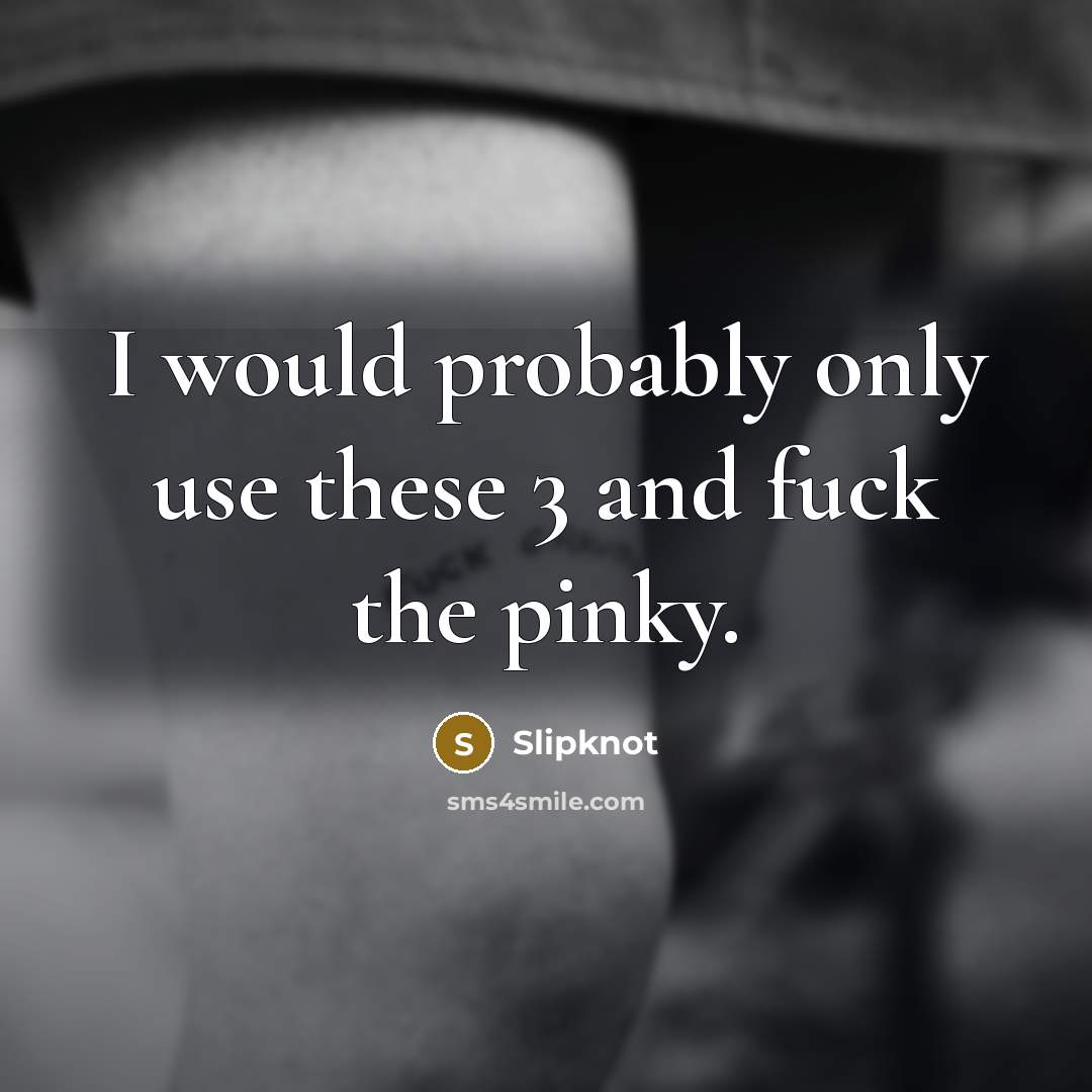 “I would probably only use these 3 and fuck the…” quote by Slipknot