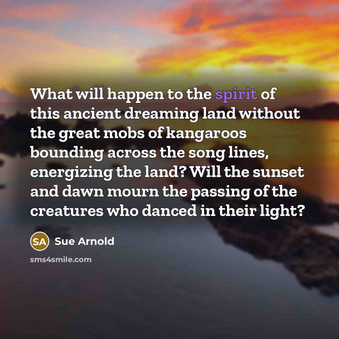 “What will happen to the spirit of this ancient dreaming…” quote by Sue Arnold