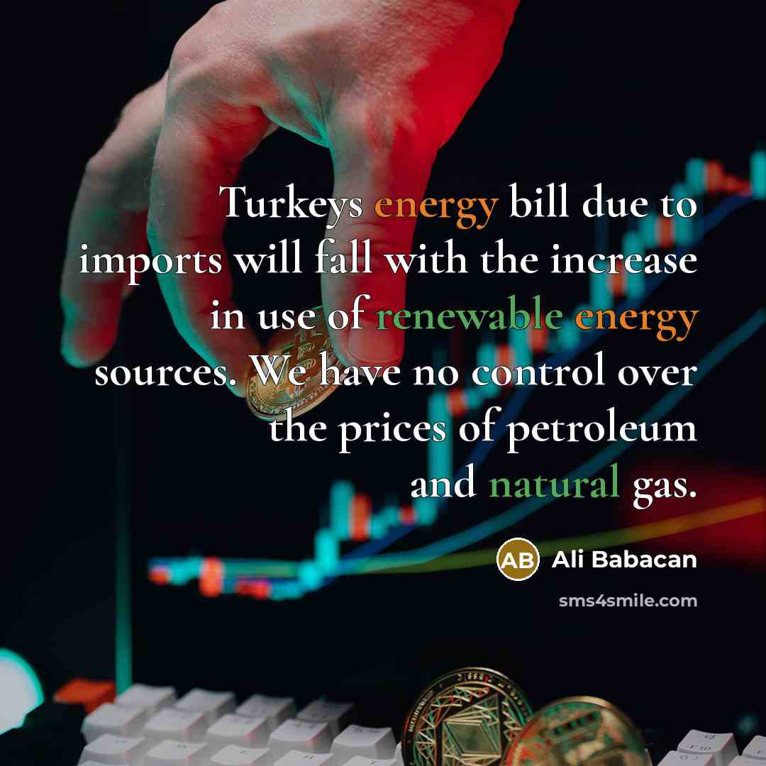 “Turkeys energy bill due to imports will fall with the…” quote by Ali Babacan