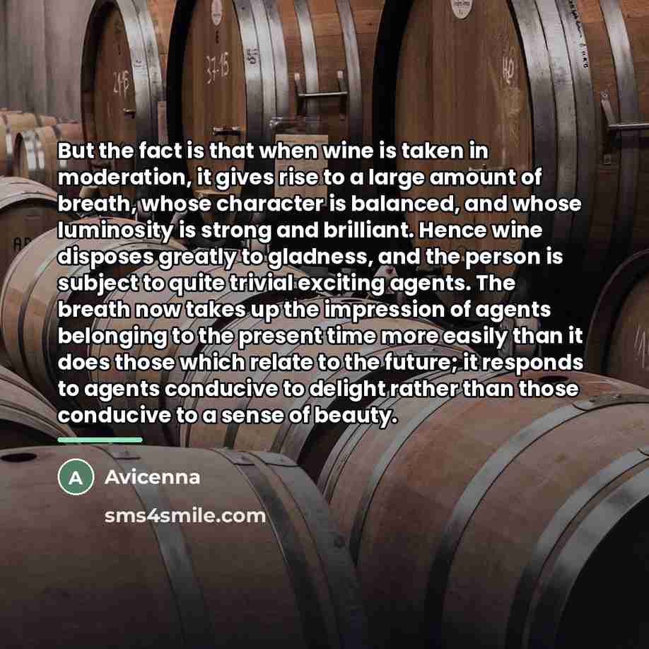 “But the fact is that when wine is taken in…” quote by Avicenna