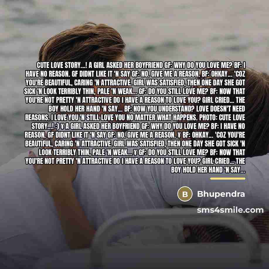 “Cute love story...! A Girl asked her Boyfriend GF: Why…” quote by Bhupendra