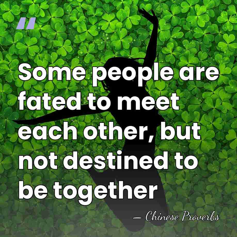Some people are fated to meet each other, but not destined to&hellip; - Chinese Proverbs
