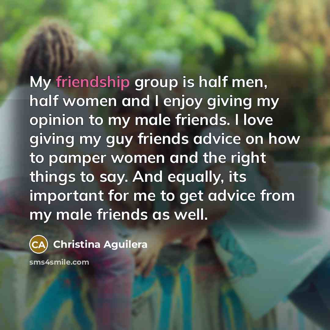 “My friendship group is half men, half women and I…” quote by Christina Aguilera