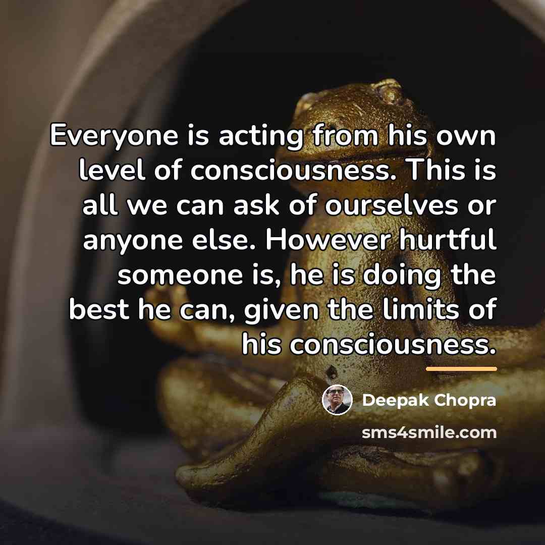 “Everyone is acting from his own level of consciousness. This…” quote by Deepak Chopra