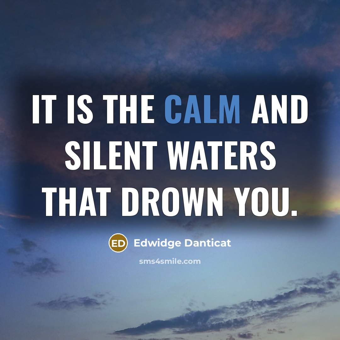 “It is the calm and silent waters that drown you.…” quote by Edwidge Danticat
