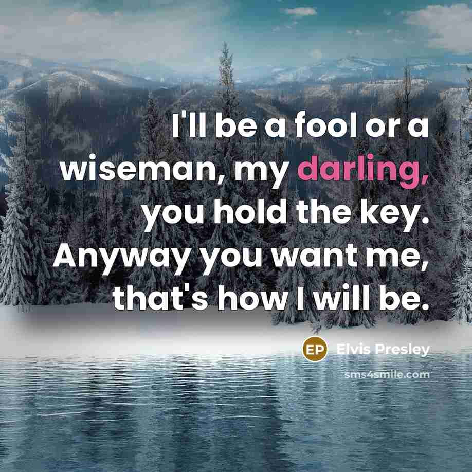 “I'll be a fool or a wiseman, my darling, you…” quote by Elvis Presley