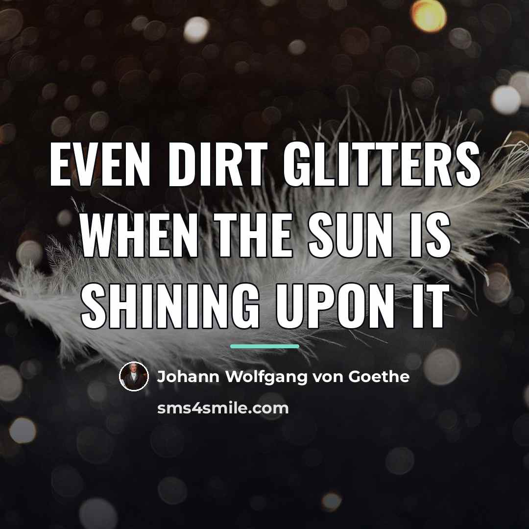 “Even dirt glitters when the sun is shining upon it…” quote by Johann Wolfgang von Goethe