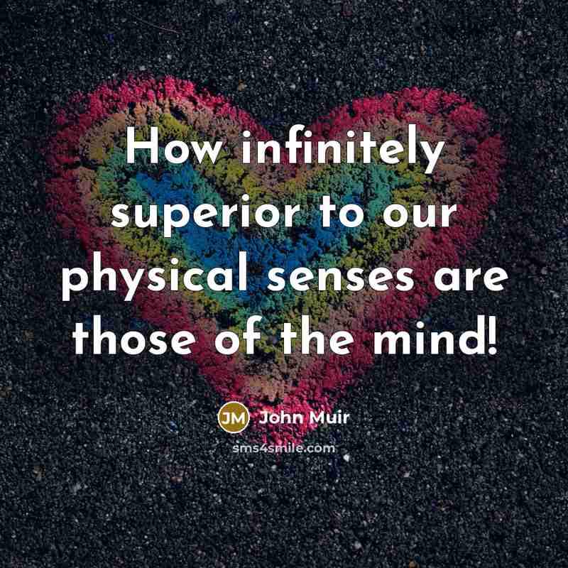 “How infinitely superior to our physical senses are those of…” quote by John Muir