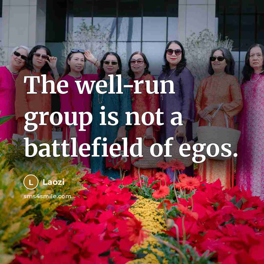 “The well-run group is not a battlefield of egos.…” quote by Laozi