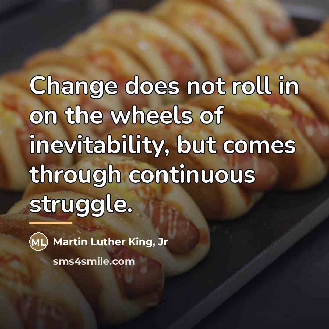 “Change does not roll in on the wheels of inevitability,…” quote by Martin Luther King, Jr