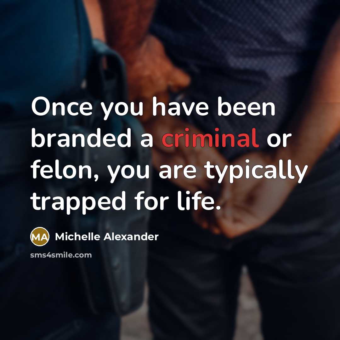 “Once you have been branded a criminal or felon, you…” quote by Michelle Alexander