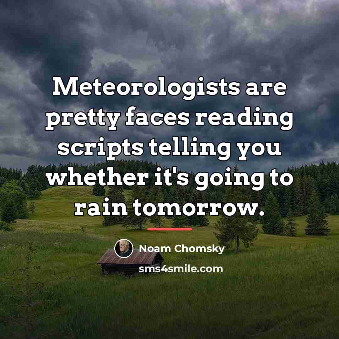 “Meteorologists are pretty faces reading scripts telling you whether it's…” quote by Noam Chomsky