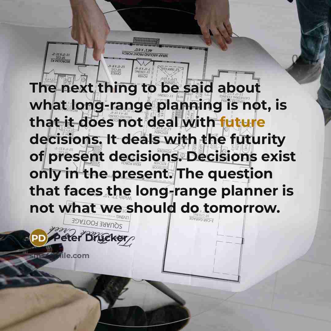 “The next thing to be said about what long-range planning…” quote by Peter Drucker