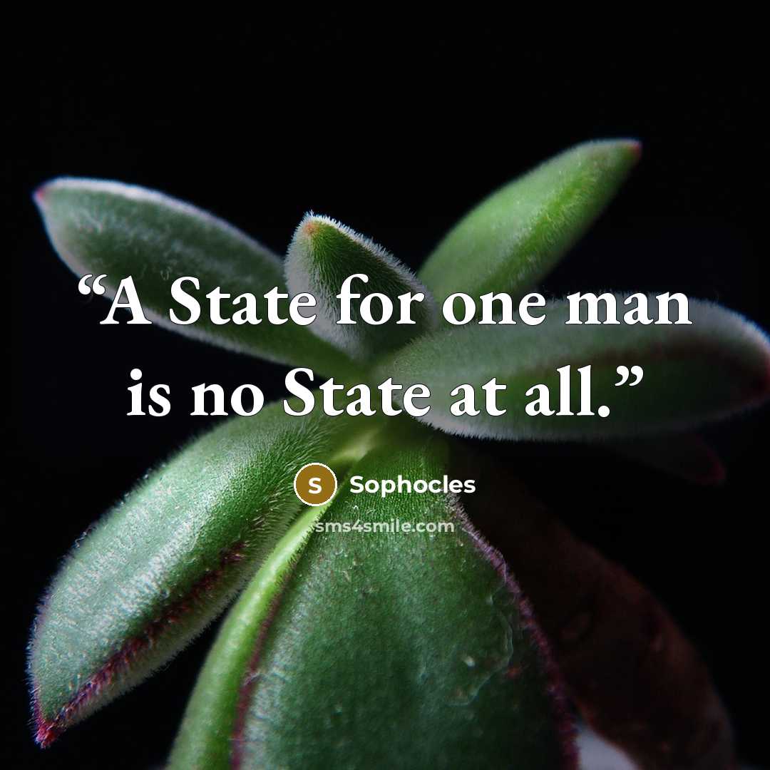 “A State for one man is no State at all.” quote by Sophocles