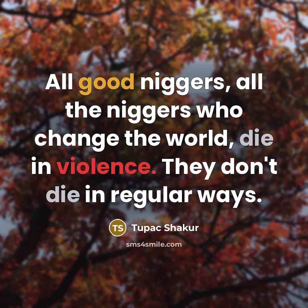 “All good niggers, all the niggers who change the world,…” quote by Tupac Shakur