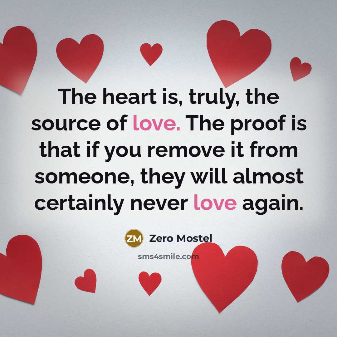 “The heart is, truly, the source of love. The proof…” quote by Zero Mostel