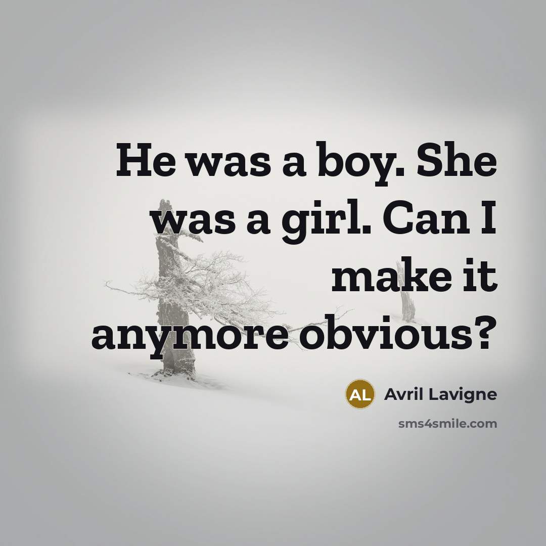 “He was a boy. She was a girl. Can I…” quote by Avril Lavigne
